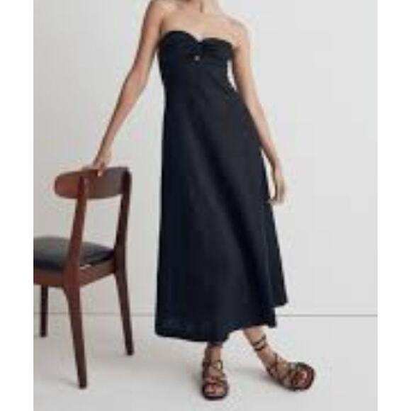 Madewell 100% Linen Cutout Strapless Midi Dress Size 00 NWT - Picture 11 of 11